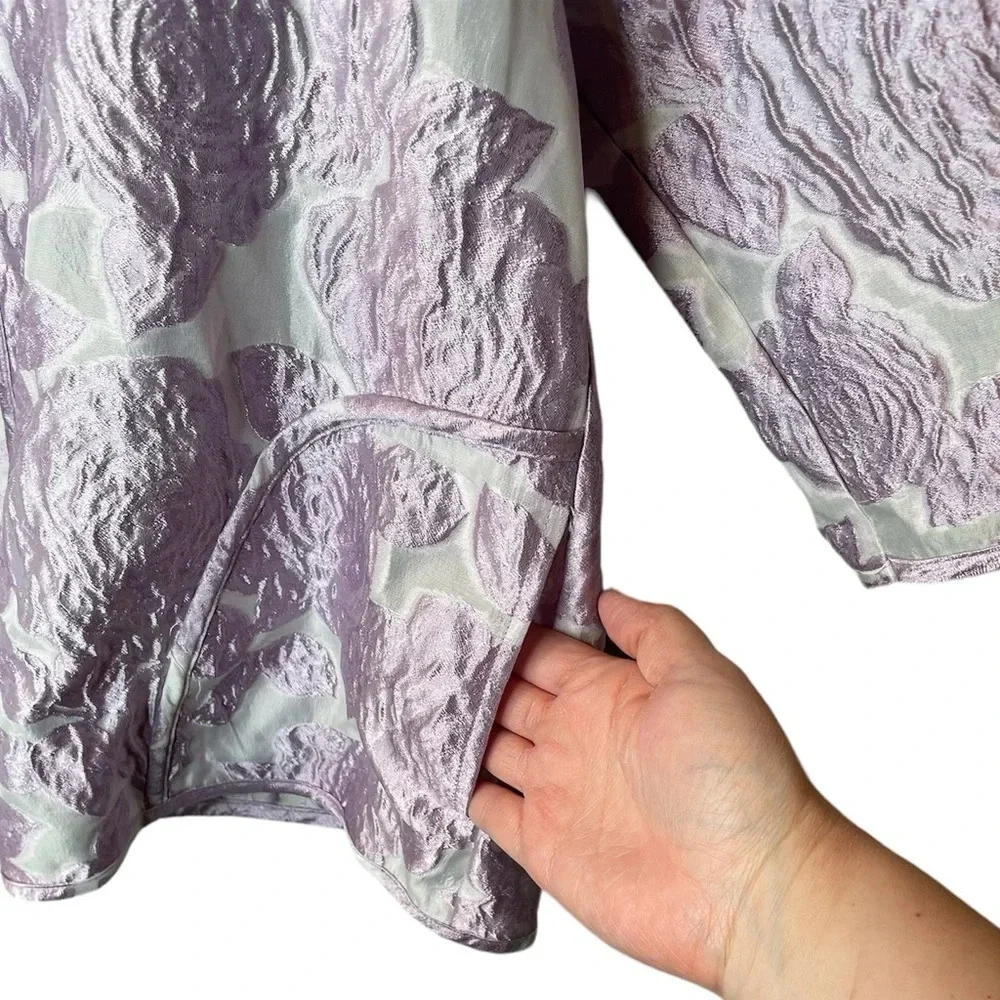 NWT Caroline Rose Lavender Floral Rose Devore Jacket Size Small - Picture 6 of 9